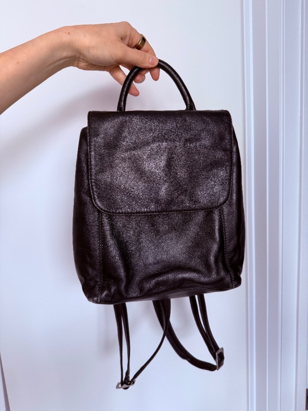 Derek Alexander DAL Genuine Leather Backpack Black Leather Backpack Adjustable